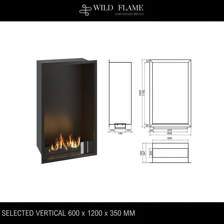 Bioethanol Einbaukamin - SELECTED Vertikal 120