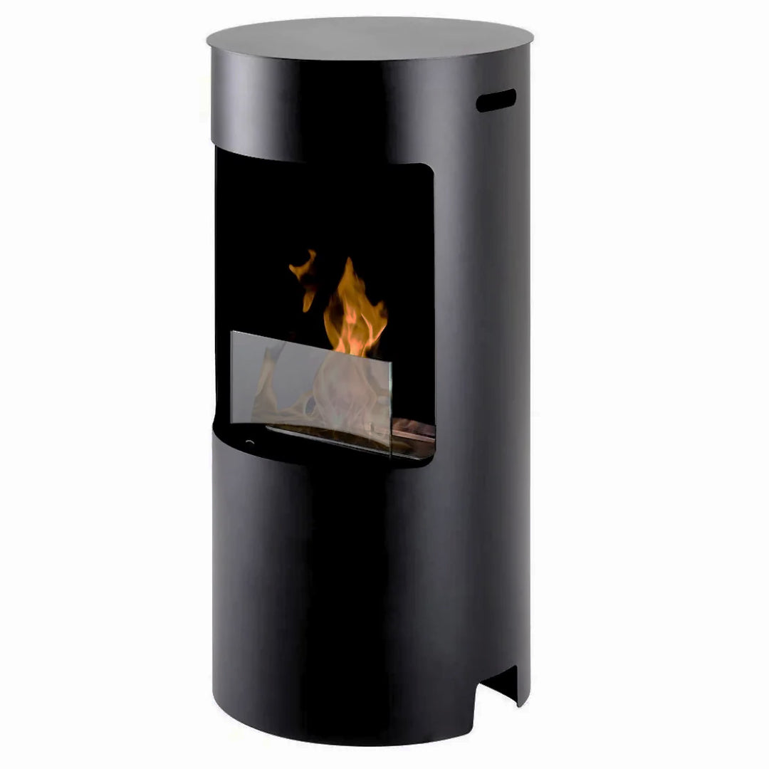 bioethanol-standkamin-lecco-schwarz-rund-mit-glas-bodenkamin-ethanolkamin