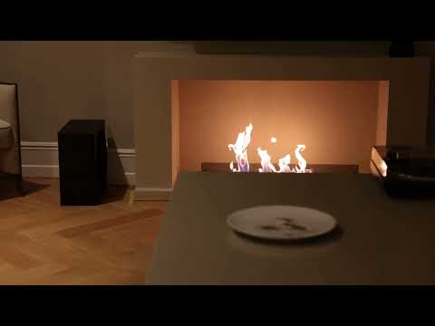 Bioethanol Einbau Brenner Einsatz Kaminofen von Wild Flame Modell SOLO Kundenbeispiel in Wohnzimmer